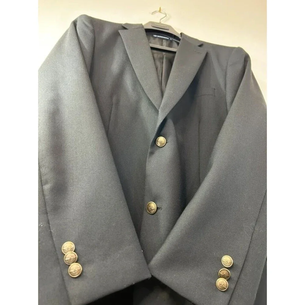 Dockers Black Solid Blazer 40R Single-Breasted Two-Button Notch Lapel Jacket